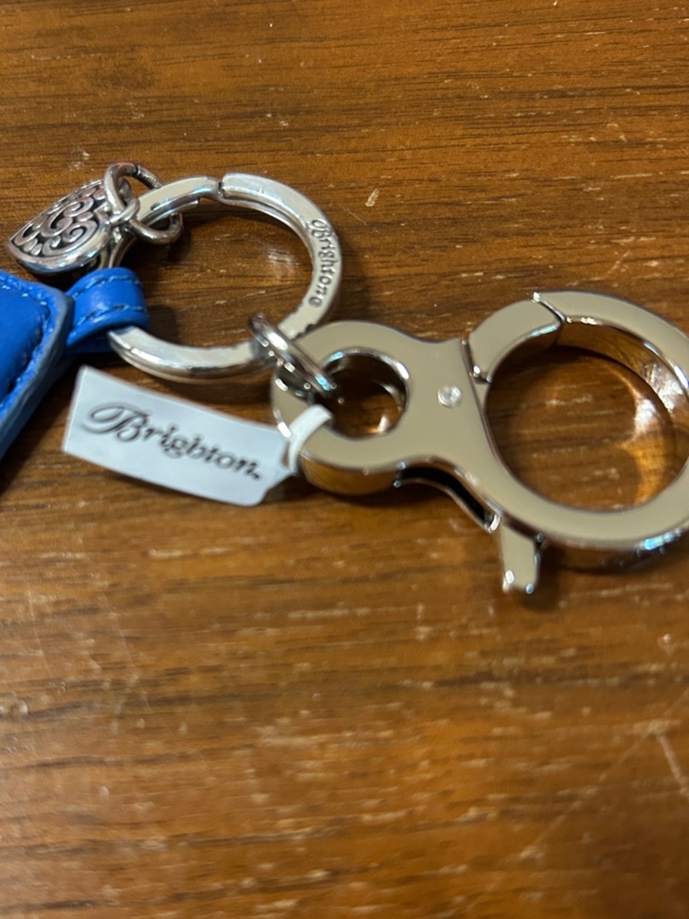 Brighton Blue Leather Keyring with Silver Accents - Picture 2 of 8
